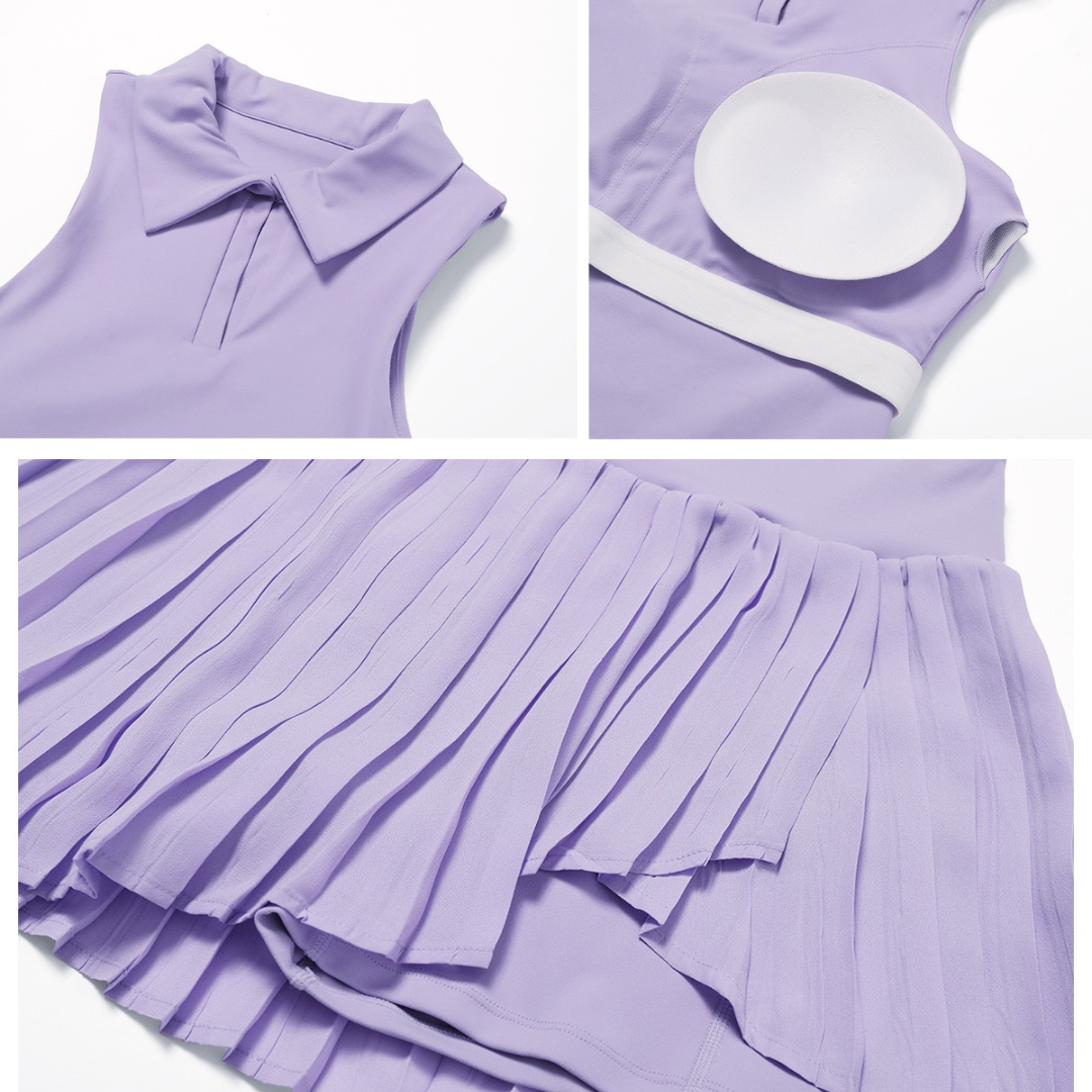 Vest Top Cute Tennis Skirt Set - Purple