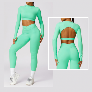 Elegant Long Sleeve Premium Legging Set - Green