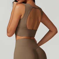 BELLE Chic Style Open Back Crop Top - Brown