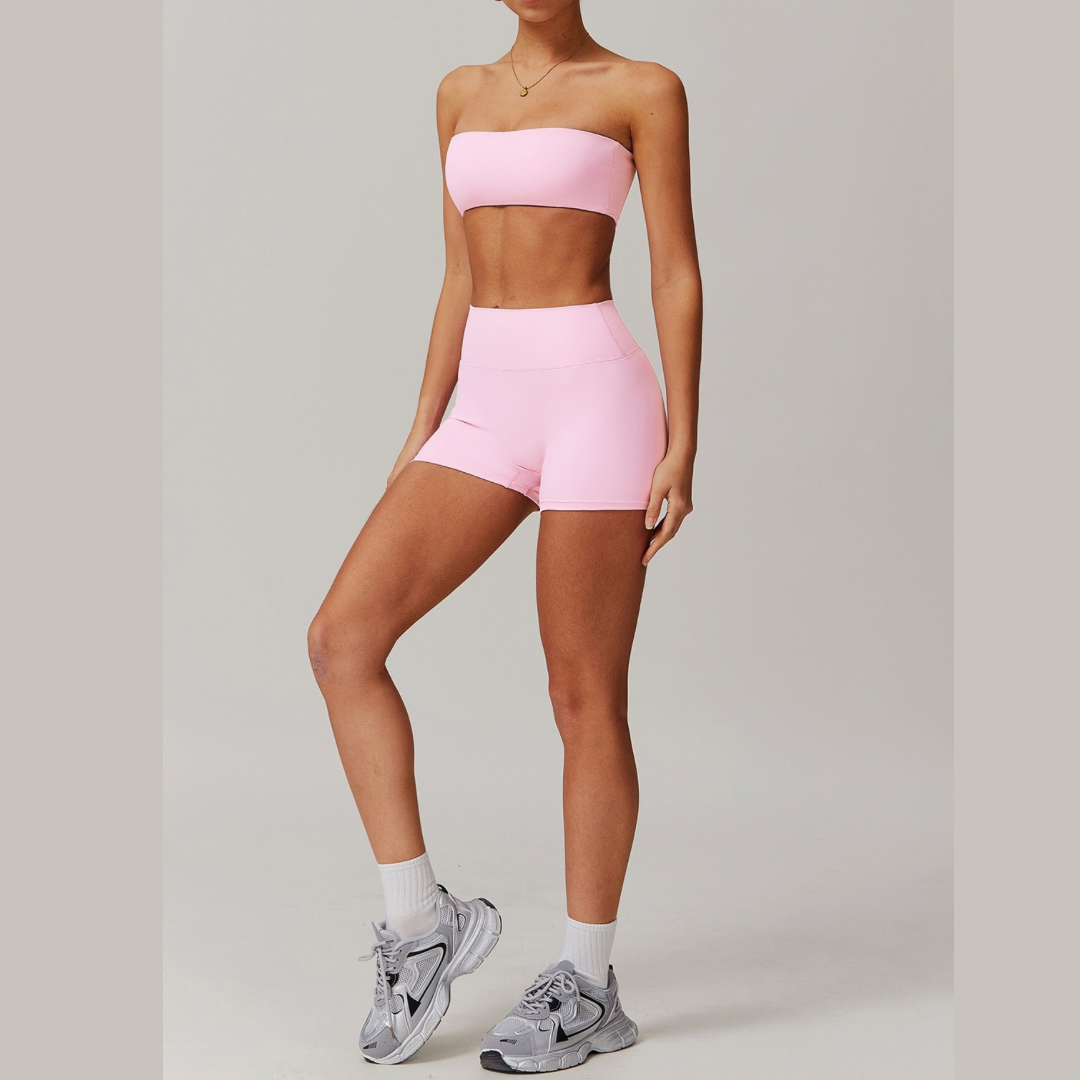 SleekFlex Strapless Top Short Set - Pink