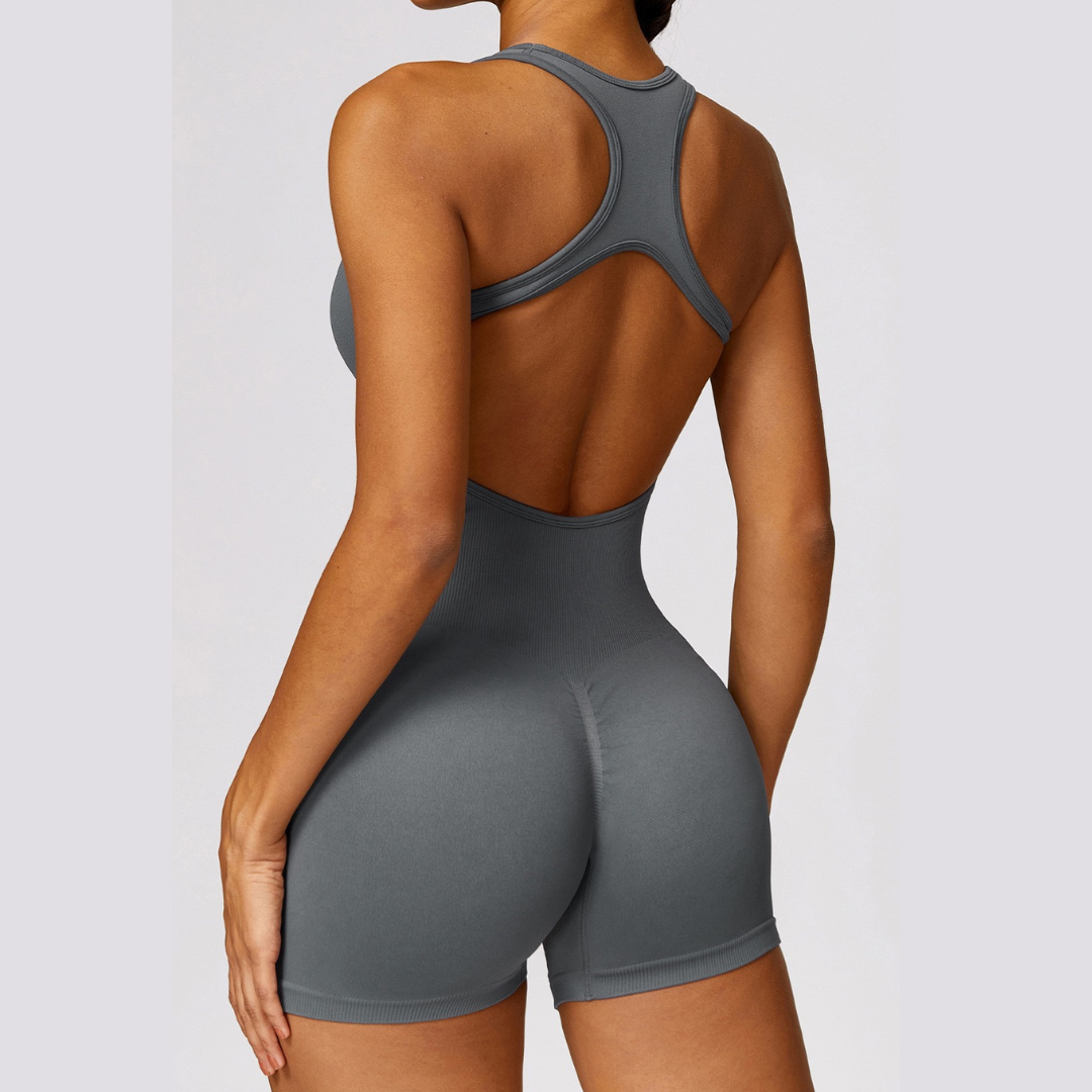 Seamless Cross Back Romper - Grey