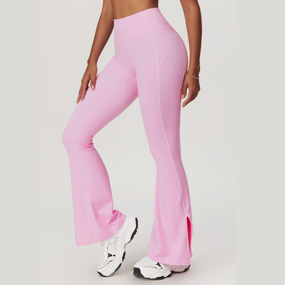 Birdy White Strap Elegant Flared Legging - Pink