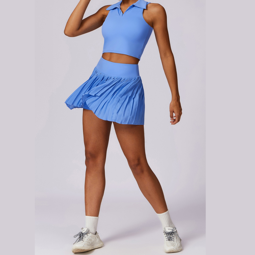 Vest Top Cute Tennis Set Set - Μπλε 