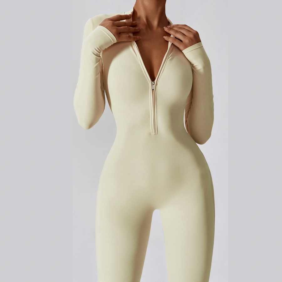 Classic Long-Sleeve Jumpsuit - Cream White