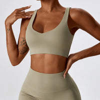 Deep V Soft Fabric Crop Top - Cream Grey