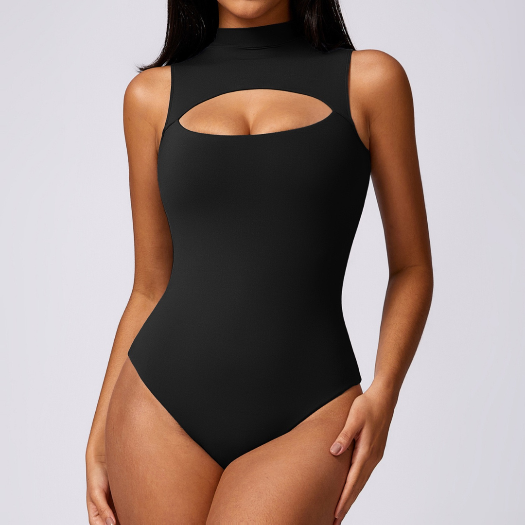 Sexy Stylish Loop Front Bodysuit - Black