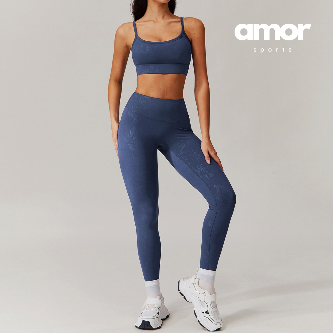 Elysian Glow Classic Crop Top Legging Set - Navy