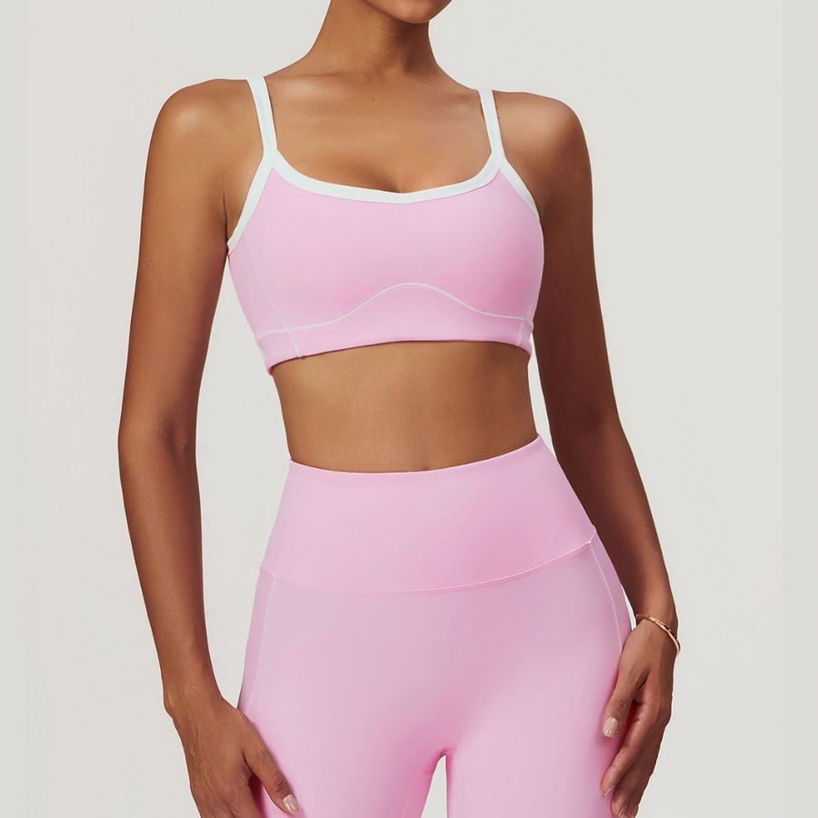 Birdy White Strap Stylish Sports Bra - Pink