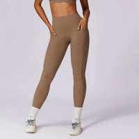 Premium V-Shape Scrunched Pocket Legging - Almond