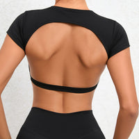 JESS Backless Stylish Crop Top - Black