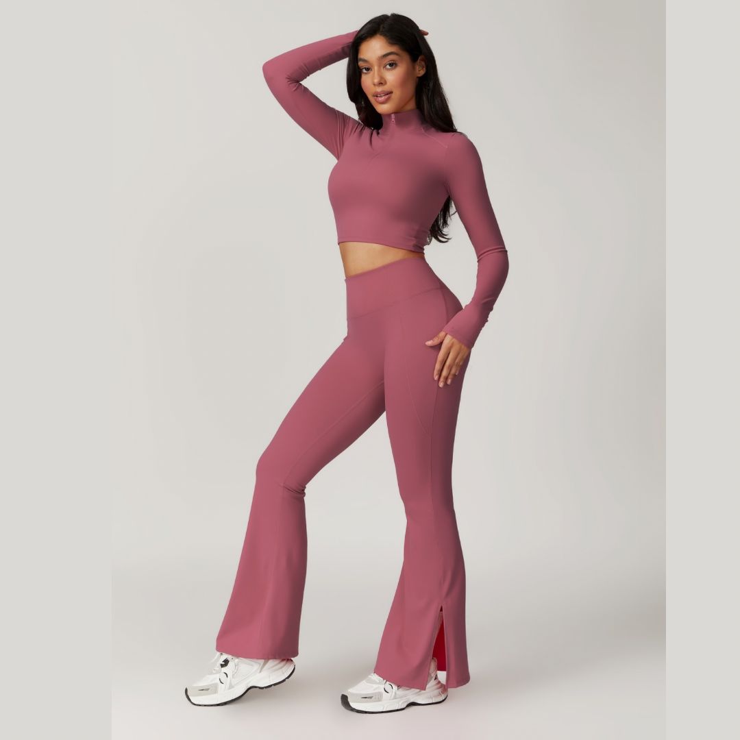 CAMILA Long Sleeve Top Flared Legging Set - Purple Grapes