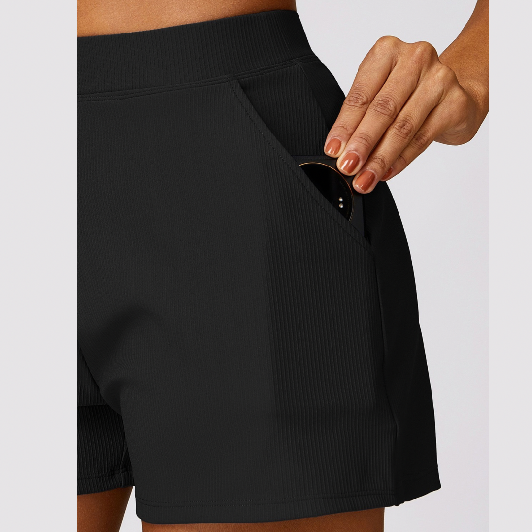 Ribbed Elegant and Stylish Short Set - Black