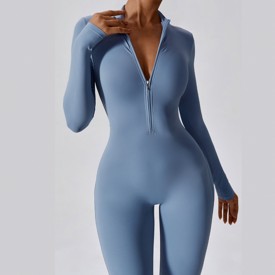 Classic Long-Sleeve Jumpsuit - Blue