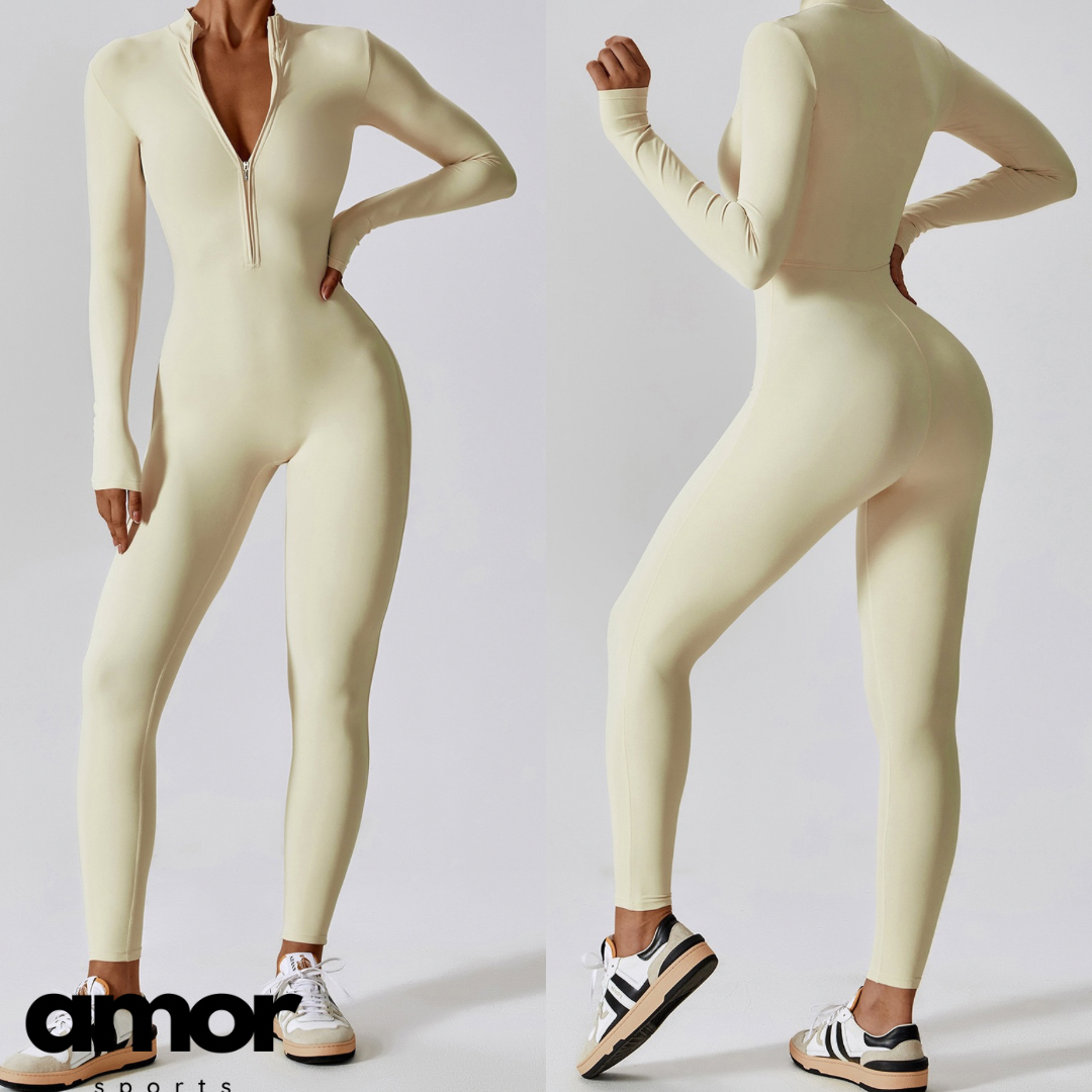 Classic Long-Sleeve Jumpsuit - Cream White