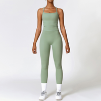 CHRISTIA Cross Back Vest Top Legging Set - Green