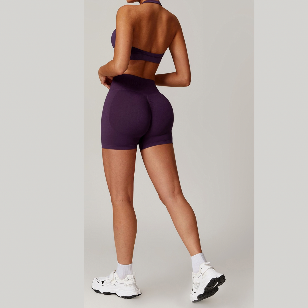 SANDY Backless Top Seamless Short Set - Purple