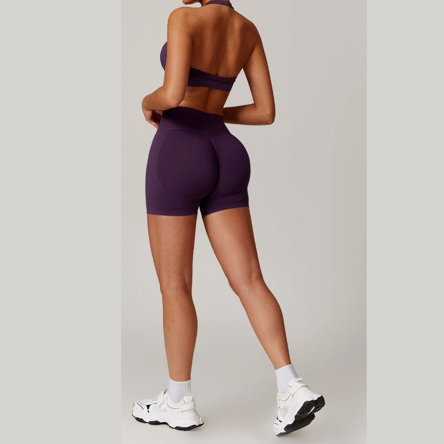 SANDY Backless Top Seamless Short Set - Purple