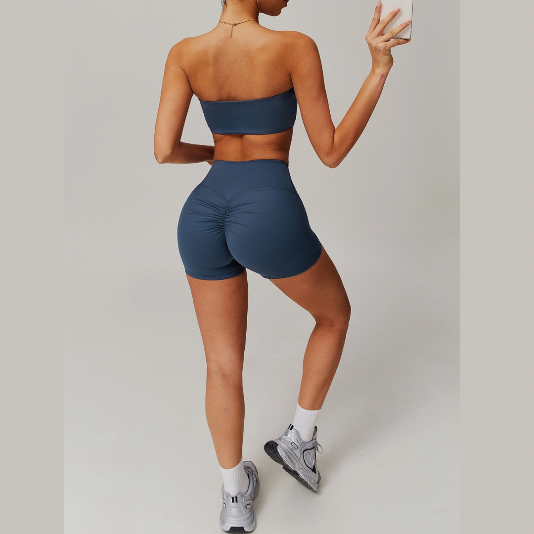 SleekFlex Strapless Top Short Set - Blue