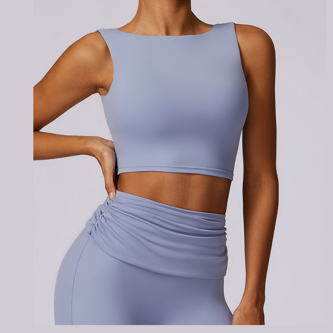 Κομψό τετράγωνο σχέδιο Crop Top - Blue Bell 