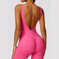 Seamless Deep-V Jumpsuit - Pink