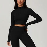 CAMILA Long Sleeve Stylish Crop Top - Black