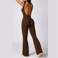 Adina Sexy Scrunch Backless Jumpsuit - Coffee