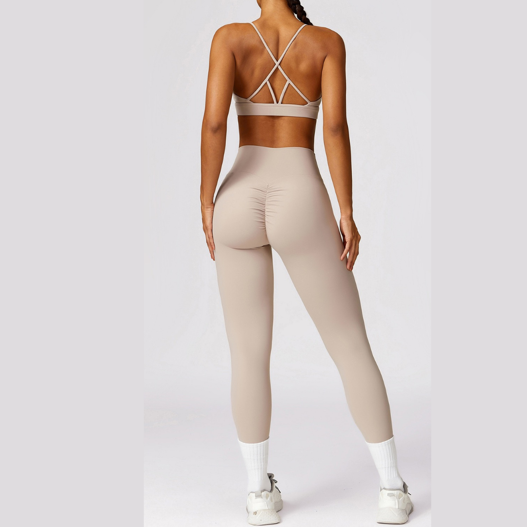 Stylish Back Premium Legging Set - Nude