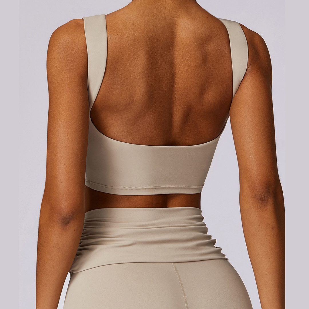 Elegant Square Design Crop Top - Vanilla