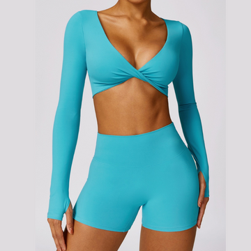 Long Sleeve Premium Short Set - Aqua Lake