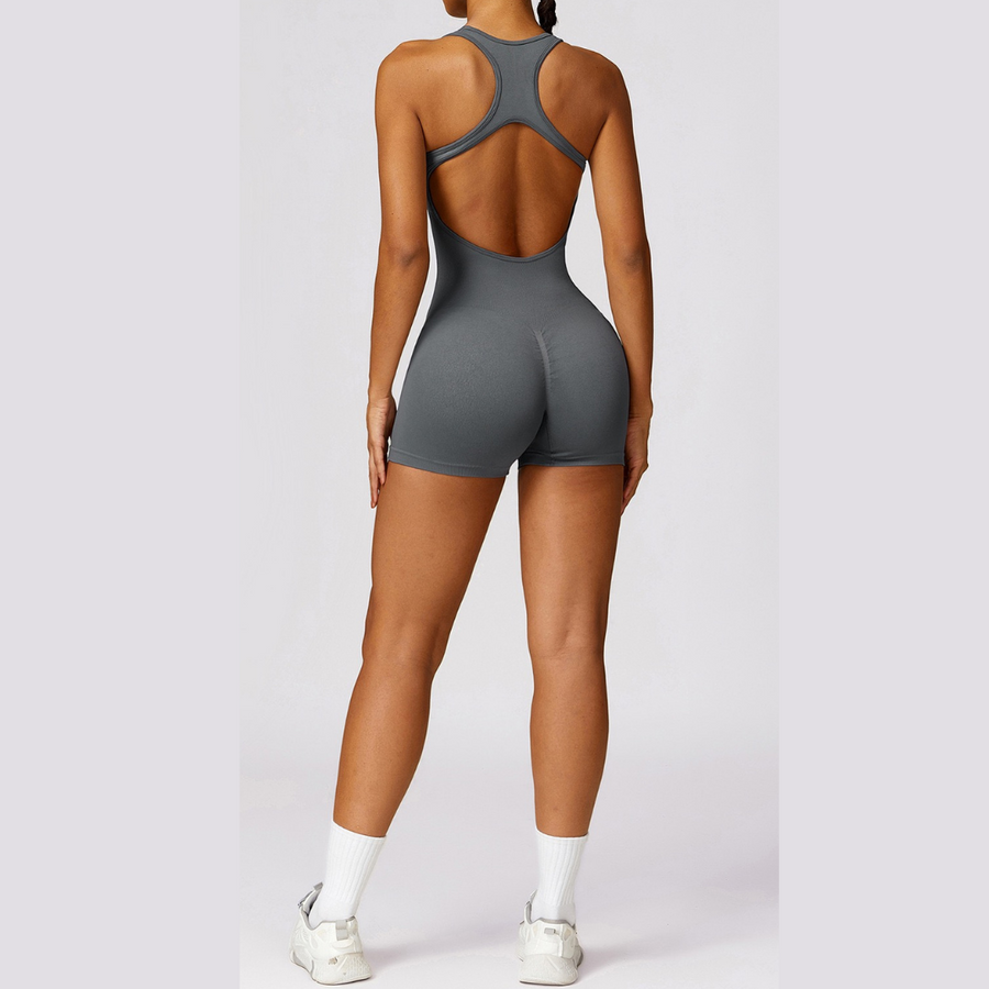 Seamless Cross Back Romper - Grey