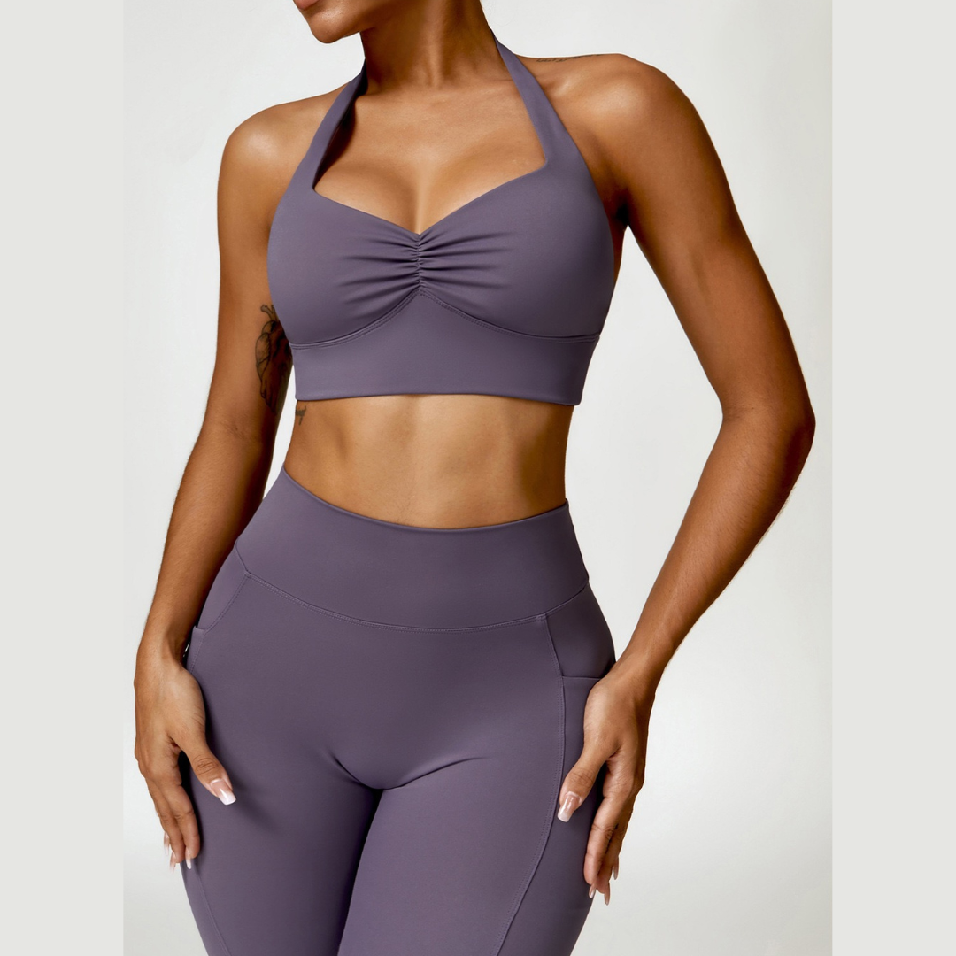 Σετ κολάν Backless Stylish Top Shape V - Foggy Purple 