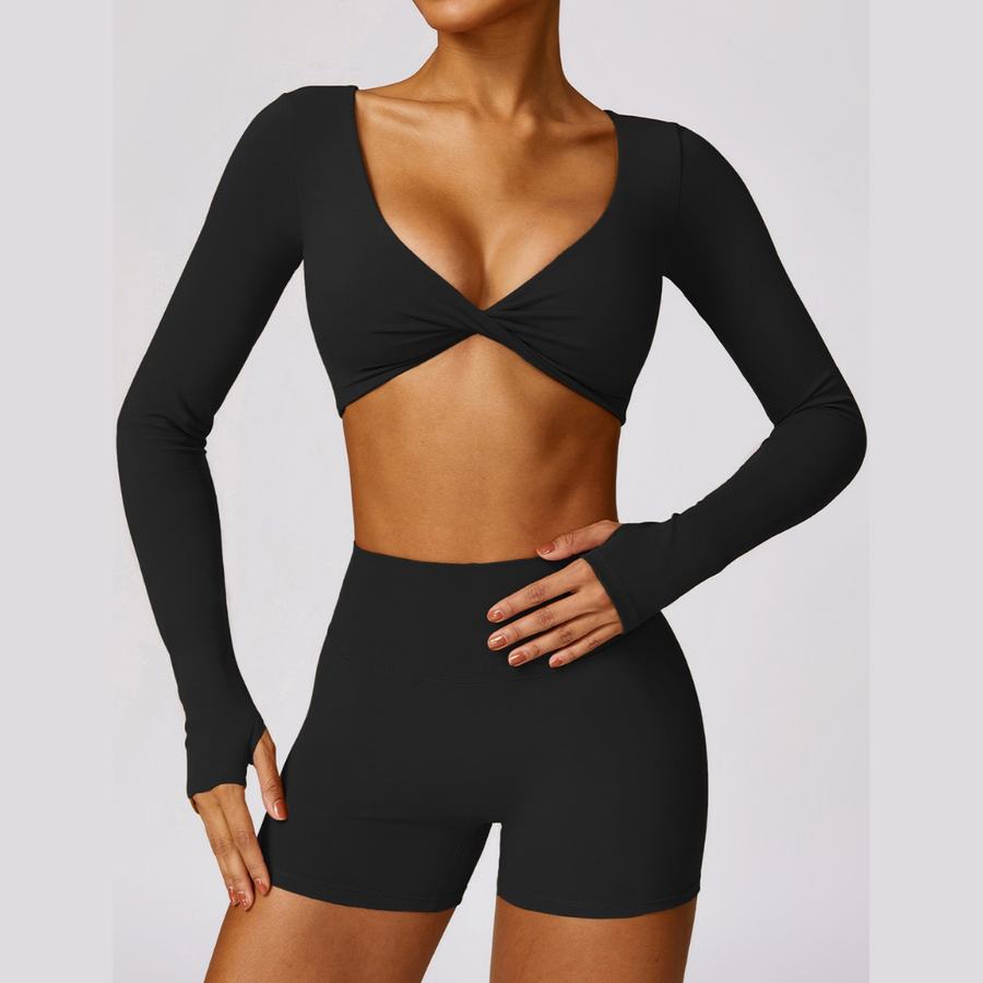 Long Sleeve Premium Short Set - Black