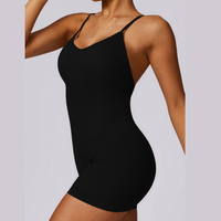 Slim Waist Seamless Romper - Black