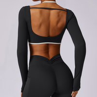 Long Sleeve Backless Fabulous Crop Top - Black