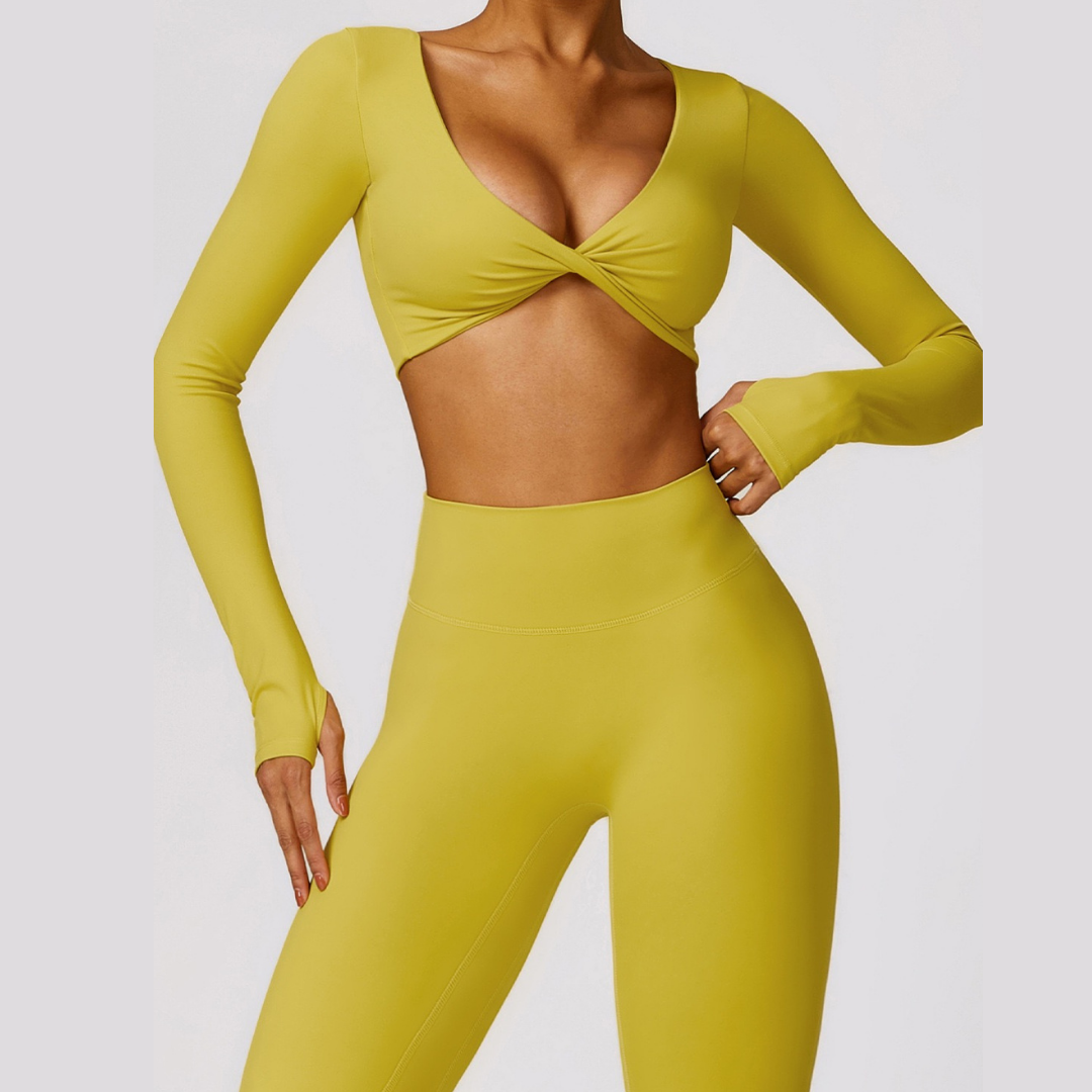 Sexy Long Sleeve Premium Legging Set - Lemon Lake