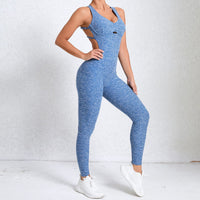 Trendy X-Back Sexy Scrunched Jumpsuit- Blue