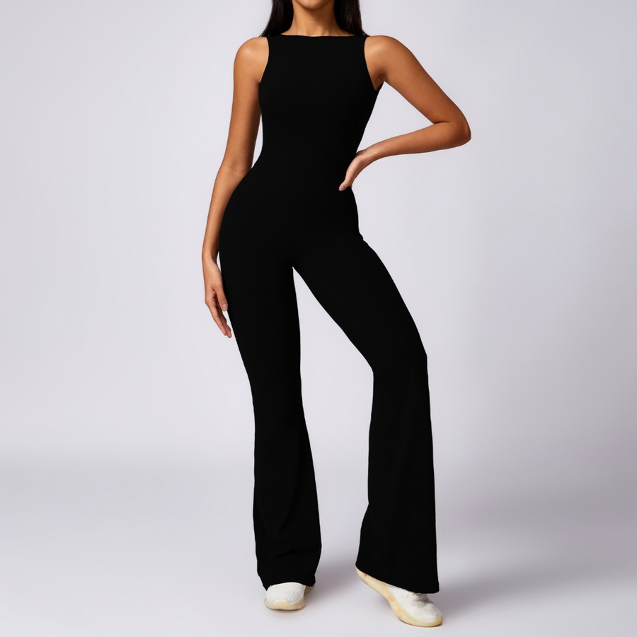 Adina Sexy Scrunch Backless Jumpsuit - Black