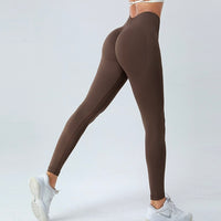 Sexy V-shape Scrunched Legging - Brown