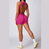 Backless Elegant Sexy Scrunched Romper - Magenta