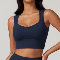 BELLE Chic Style Open Back Crop Top - Navy