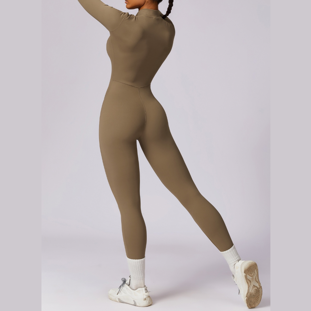 Classic Long-Sleeve Jumpsuit - Khaki