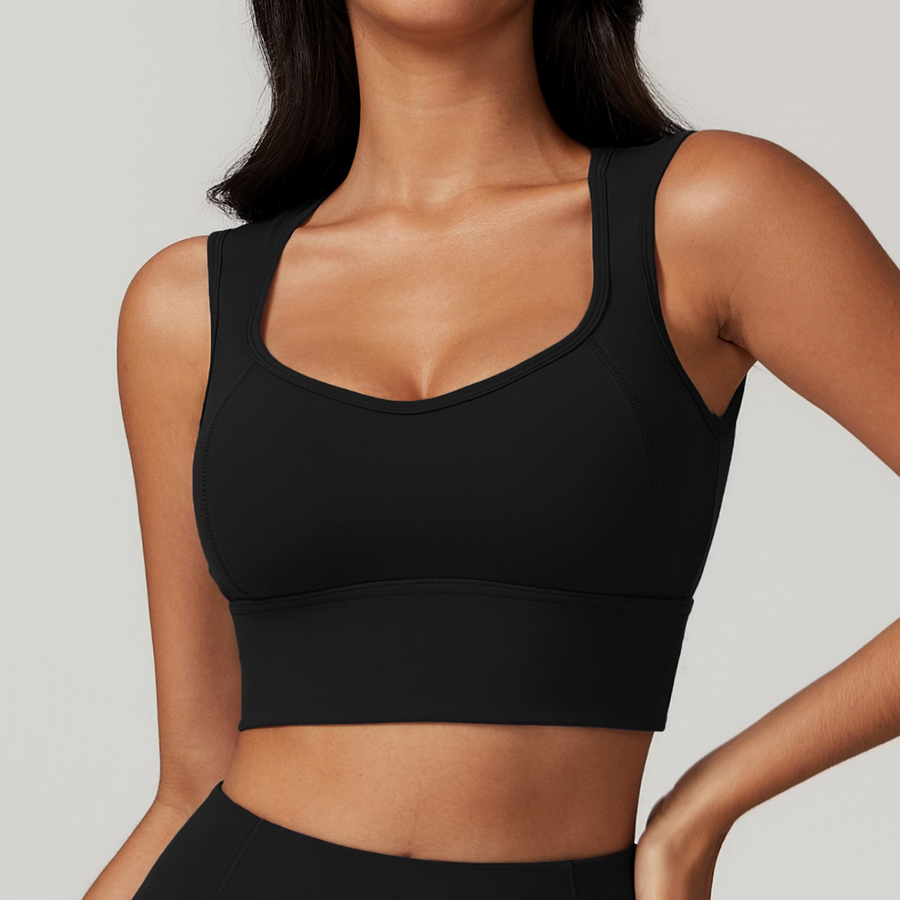 BELLE Chic Style Open Back Crop Top - Black