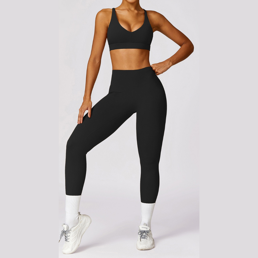 Stylish Back Premium Legging Set - Black