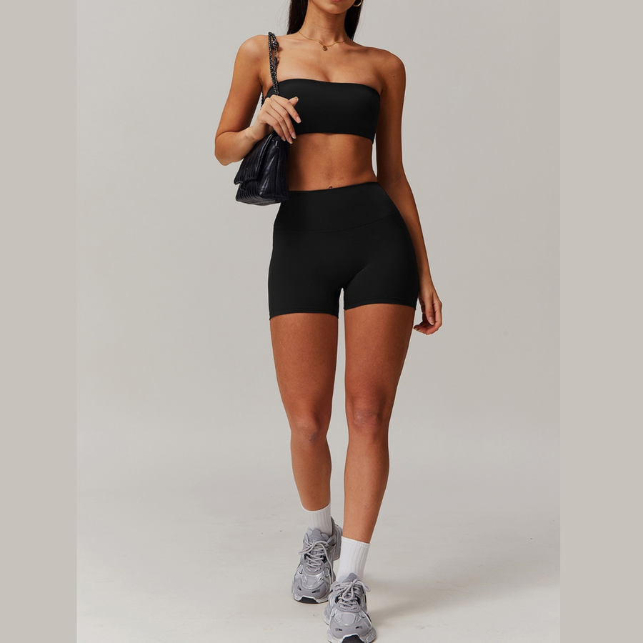 SleekFlex Strapless Top Short Set - Black