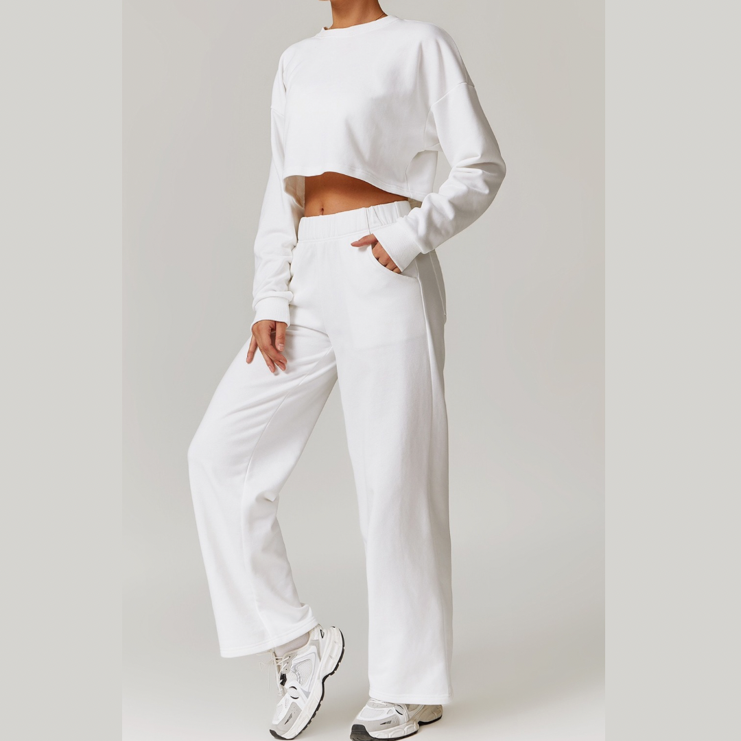 VERA 2 Pcs Open Back Winter Set - White