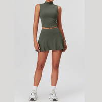 LILA Chic Vest Top Tennis Short Set - Olive