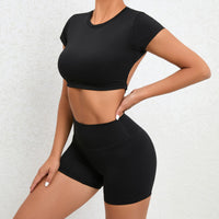 JESS Backless Stylish Summer Short Set - Black