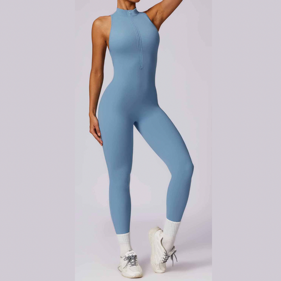 Scrunched Butt Lifting Jumpsuit - Foggy Blue