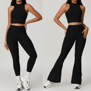 CAMILA Strong Support Vest Top Legging Set - Black