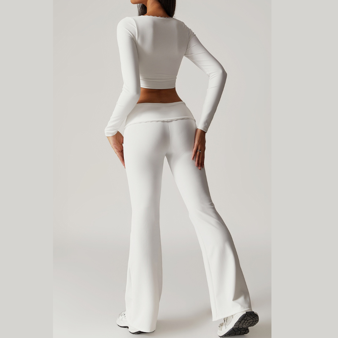 BONI Long Sleeve Top Legging Set - White